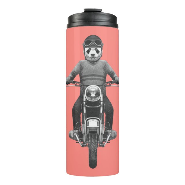 Panda Motorcyle Rider Thermal Tumbler (Front)