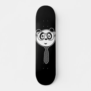 Panda Nerd - Black and White Skateboard