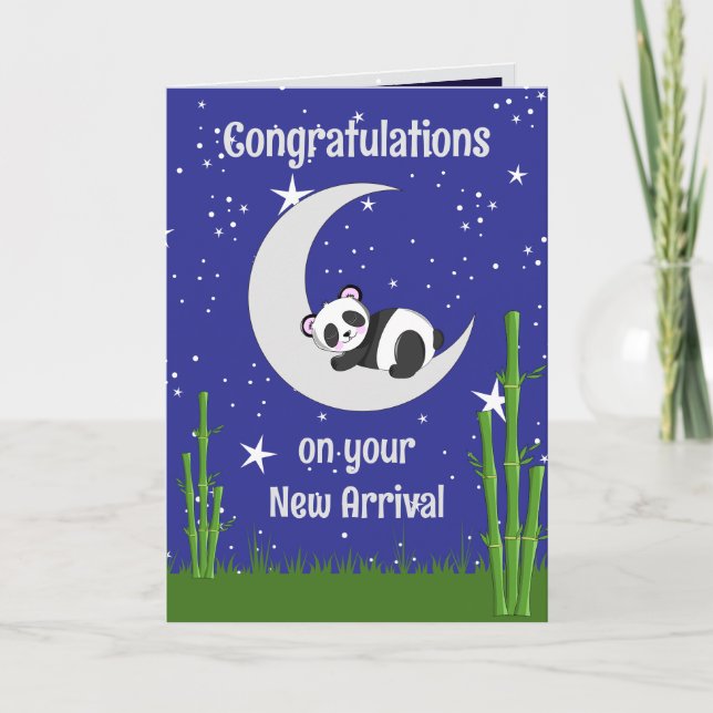 Panda New Baby Folded Greeting Card (Front)