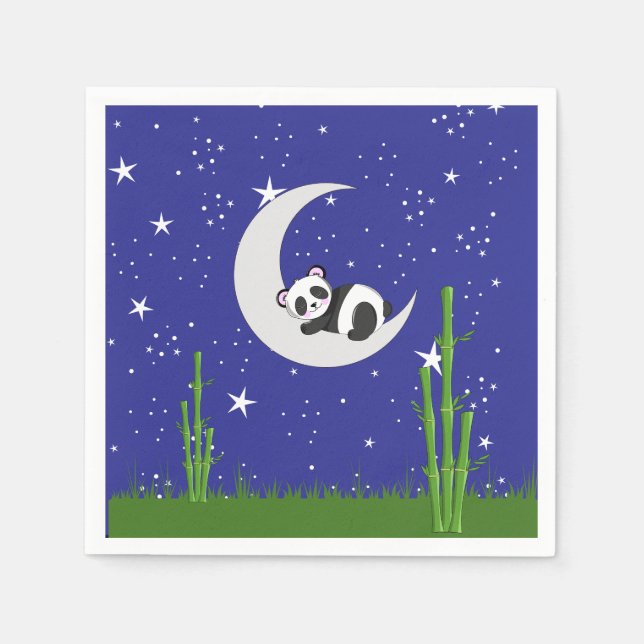 Panda New Baby Folded Greeting Card Napkin (Front)