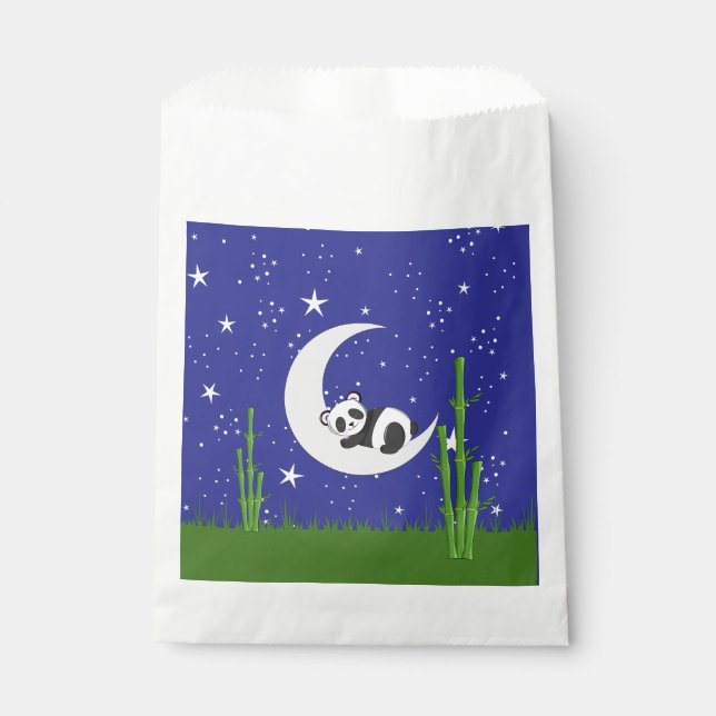 Panda New Baby on Moon Favour Bags (Front)