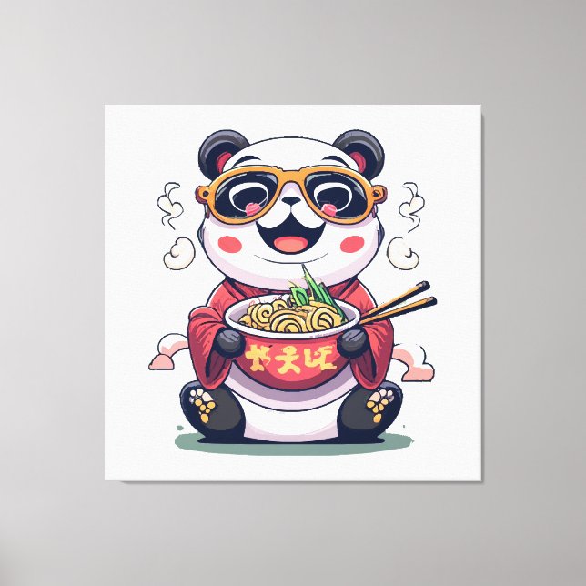 Panda Noodles Canvas Print (Front)