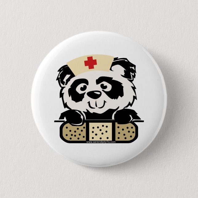 Panda Nurse 6 Cm Round Badge (Front)