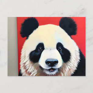 Panda on a red background postcard
