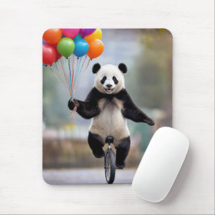 Panda on a Unicycle with Balloon Bouquet Mouse Mat