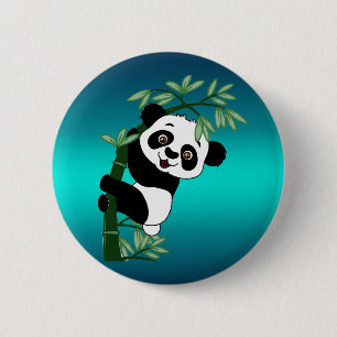 Panda on Bamboo 6 Cm Round Badge