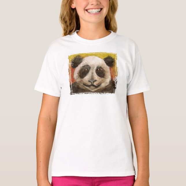 Panda on Black for Kids T-Shirt (Front)