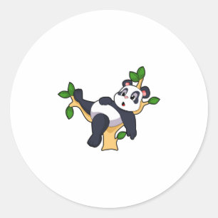 Panda on Tree Classic Round Sticker