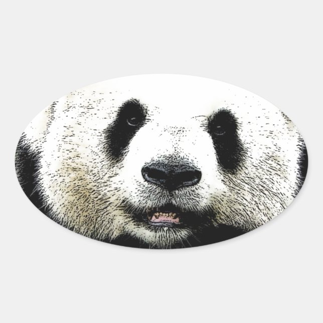 Panda Oval Sticker (Front)