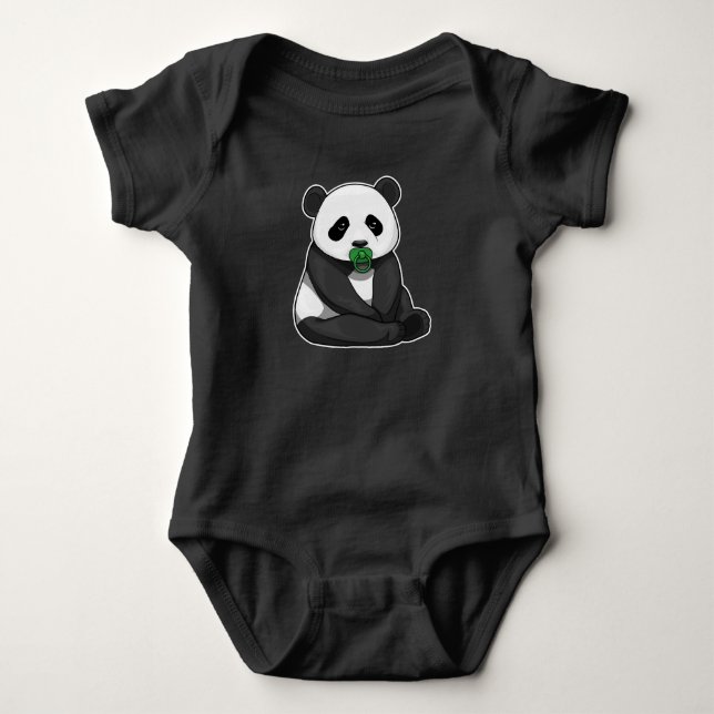 Panda Pacifier Baby Bodysuit (Front)