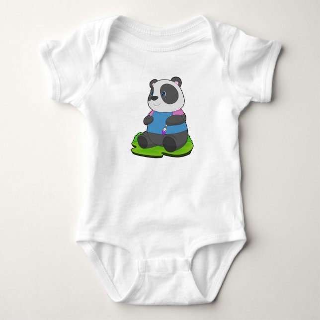 Panda Painter Paint brush Baby Bodysuit (Front)