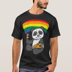 Panda Painting Animal LGBTQ Rainbow Flag Gay Pride T-Shirt