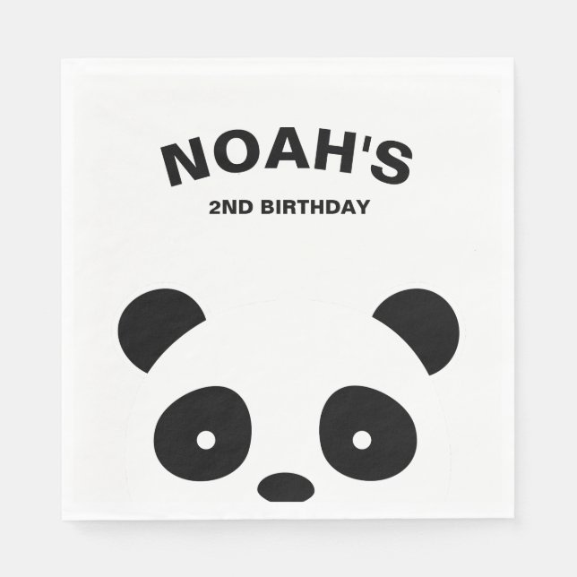 Panda Paper Napkins, Panda Birthday Party Napkin (Front)