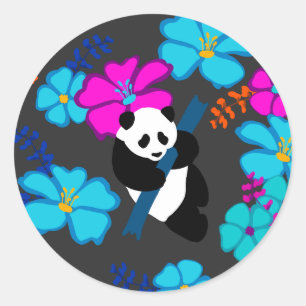 Panda Paradise Bloom Classic Round Sticker