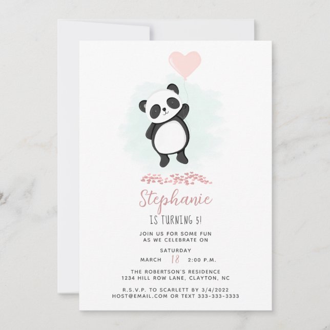 Panda Party Invitation (Front)