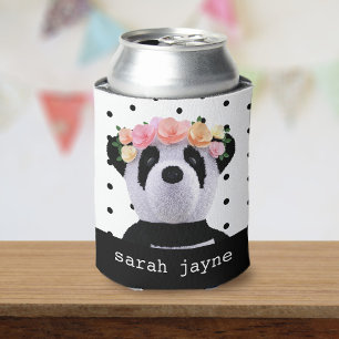 Panda Party Polka Dot Personalised Can Cooler