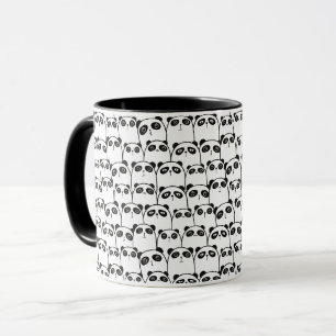 Panda pattern black and white mug
