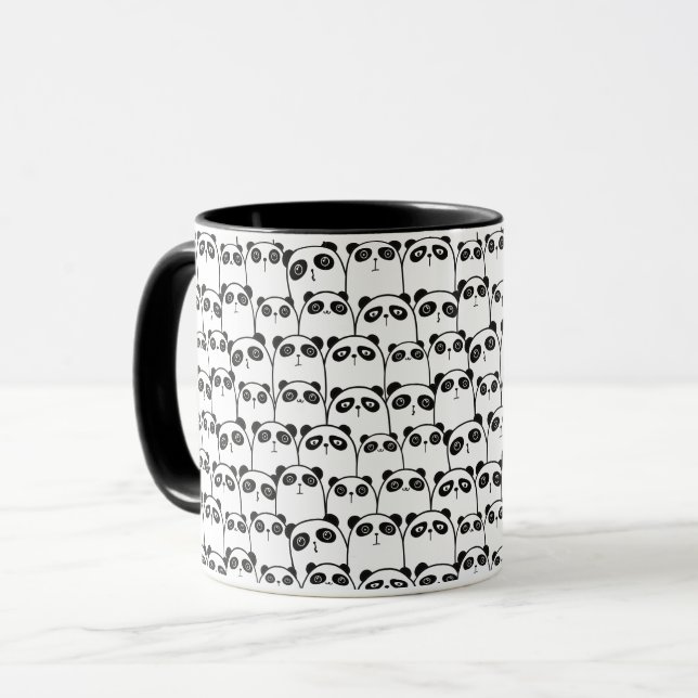 Panda pattern black and white mug (Front Left)