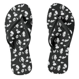 Panda pattern Black BG Flip Flops