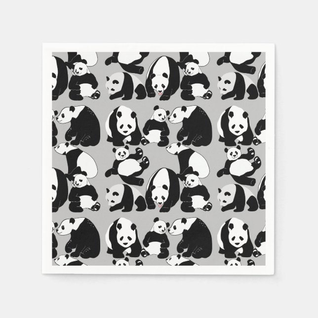 Panda pattern LGrey BG Napkin (Front)