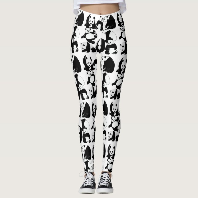 Panda pattern White BG Leggings (Front)
