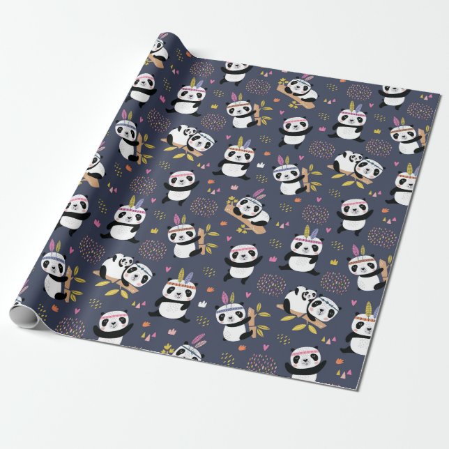 Panda Pattern Wrapping Paper (Unrolled)