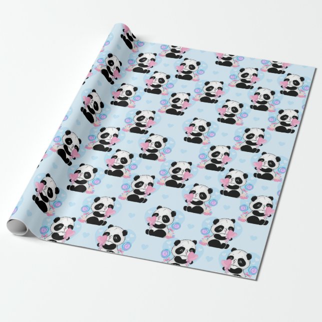 Panda Pattern Wrapping Paper (Unrolled)