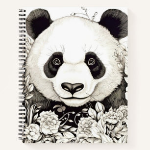 Panda Peaceful Nature Prairie Sketch Drawing Style Notebook