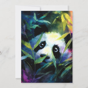 Panda Peeking Bamboo Watercolor Announcement