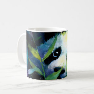 Panda Peeking Bamboo Watercolor Coffee Mug