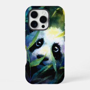 Panda Peeking Bamboo Watercolor iPhone 16 Pro Case
