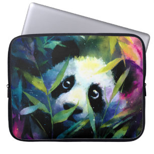 Panda Peeking Bamboo Watercolor Laptop Sleeve