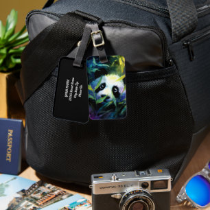 Panda Peeking Bamboo Watercolor Luggage Tag