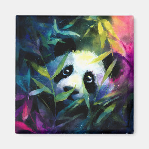 Panda Peeking Bamboo Watercolor Magnet