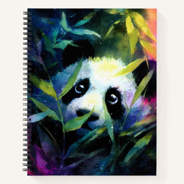 Panda Peeking Bamboo Watercolor Notebook (Front)