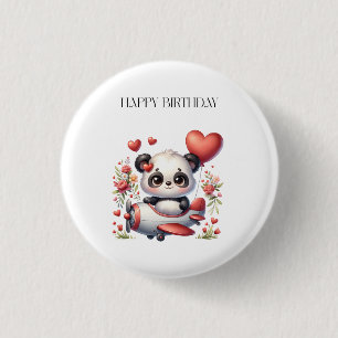 Panda Pilot Birthday 3 Cm Round Badge