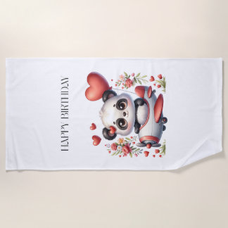 Panda Pilot Birthday Beach Towel