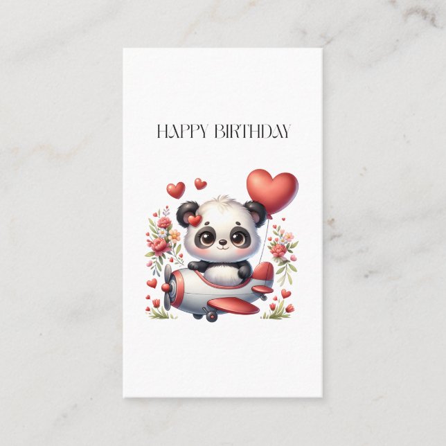 Panda Pilot Birthday Business Card (Front)