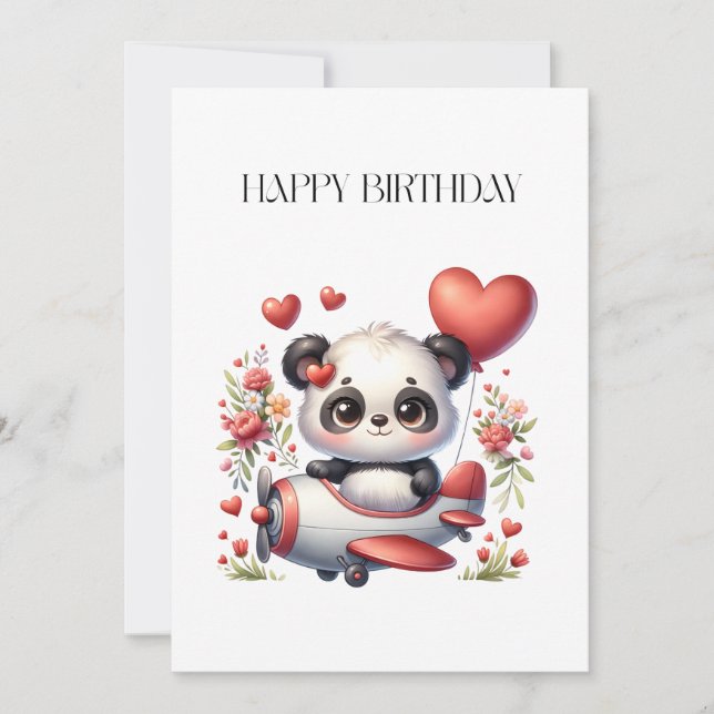 Panda Pilot Birthday Card (Front)