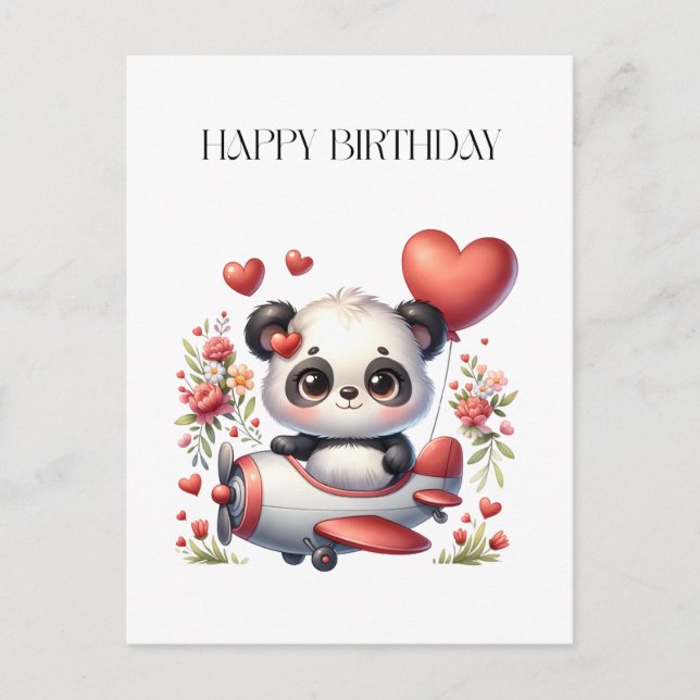 Panda Pilot Birthday Holiday Postcard (Front)