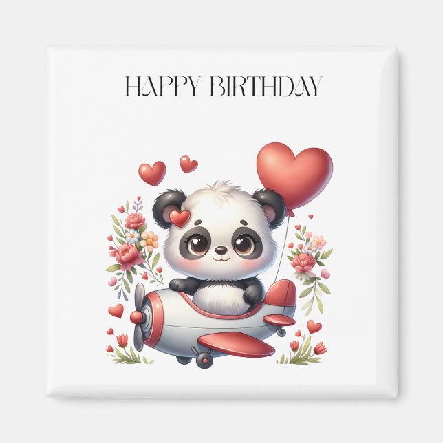 Panda Pilot Birthday Magnet (Front)