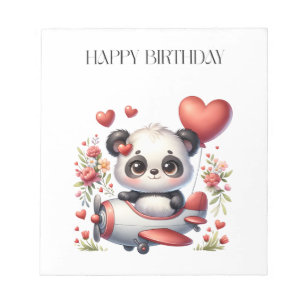 Panda Pilot Birthday Notepad