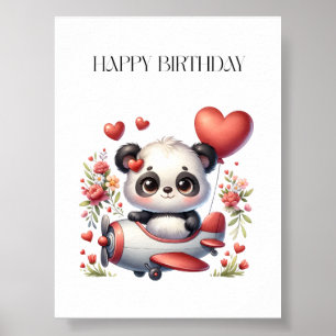 Panda Pilot Birthday Poster