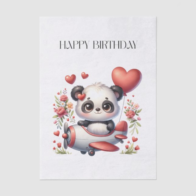 Panda Pilot Birthday Tissue Paper (Front)