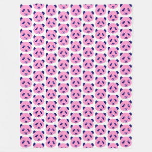 Panda Pink and Dark Blue Pattern Fleece Blanket