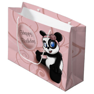 Panda Pink Birthday Large Gift Bag