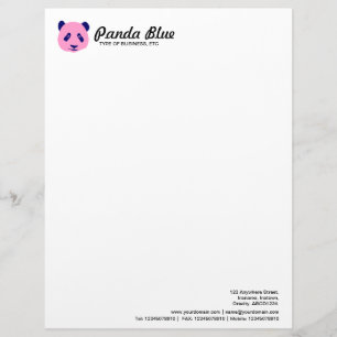 Panda - Pink Custom Letterhead