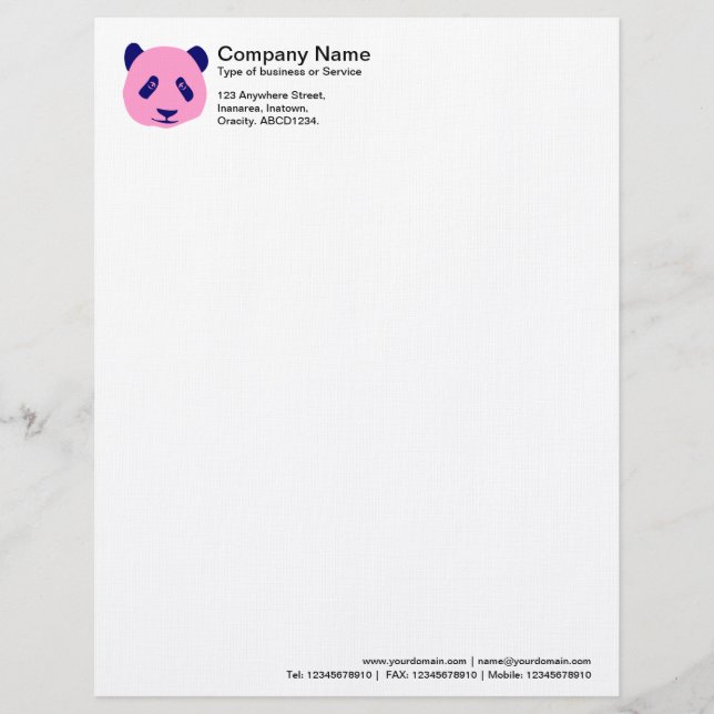 panda - Pink Custom Letterhead (Front)