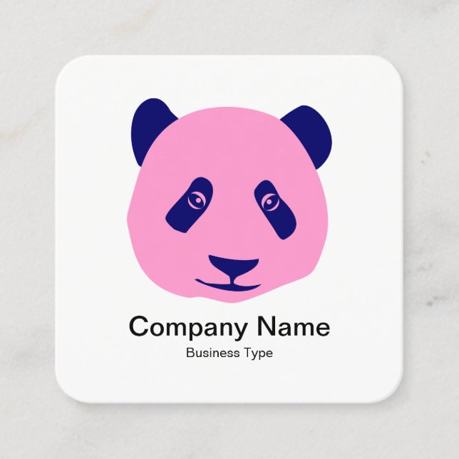 Panda - Pink Square Business Card (Front)