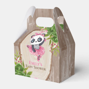 Panda Pink Tutu Wood Girl Baby Shower Favour Box
